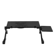 360-Degree Rotation Multifunctional Portable Folding Table with Fan & Mouse Blac