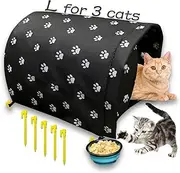 Outdoor Cat House for Winter - Weatherproof, Warm, Insulated Feral Cat Shelter With Floor Nails and Straps, Waterproof, Never Blow Away (L)