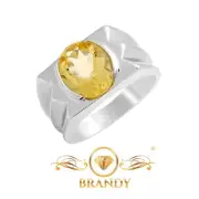 Men'S Stunning Citrine Sterling Silver Solitaire Ring 3.00 Carats Ring 9