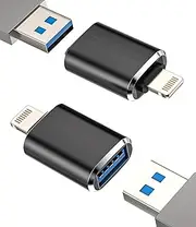 Lightning to USB iPhone OTG Adapter(2Pack)for Apple 11 12 13 14 Pro Max Mini Xr X Xs Se 7 8 Plus Ipad Air Camera Card Reader Dongle Keyboard Mouse Flash Drive MIDI Hub Piano U Disk Data Sync Converter