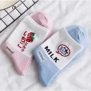 Color-Block Crew Socks Pink - One Size