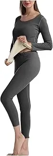 [Generic] Plus Size Duds Womens Two-Piece Sets Long Sleeve O Neck Blouse Thermal Underwear Soft and Warm Top and Pants Set Womens Silk Underwear Tops