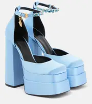 [Versace] Versace Medusa Aevitas satin platform pumps AU 7 blue