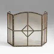 Fire Screen 3-Panel Vintage Red Copper-Tone Freestanding Metal Fireplace Screen