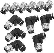 12pcs Air Connectors Push to Connect Fittings Straight Push Connectors Quick Release Pneumatic Fittings Nickel Plated