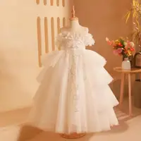 在飛比找ETMall東森購物網優惠-女童禮服白色婚紗花童生日公主裙兒童小女孩主持人走秀鋼琴演奏服
