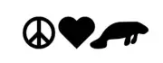 Peace Love Manatee L367 8 inch Decal Sticker