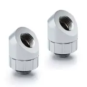 Bitspower Artemis Rotary 45-Degree Extender, Sandblast Silver, 2-pack