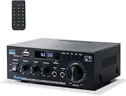 Home Audio Stereo Receiver & Amplifier, 300Wx2 Max, Dual Channel, Bookshelf Speakers AMP, Bluetooth 5.0 Amplifier w/FM Radio Karaoke, w/USB/SD/RCA/MIC/FM in, w/Remote Control, for Garage Bar Party…