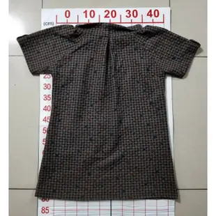 【二手衣櫃】V.Quanhong 氣質赫本風修身休閒短袖洋裝 寬鬆大碼文藝復古格紋短袖娃娃裝連衣裙 1080411
