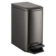 TIPGO Slim Bathroom Trash Can with Lid Soft Close, 6 Liter / 1.6 Black Gold