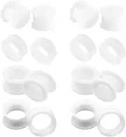 [Heuvipens] 16pc White Black Flexible Thick Silicone Ear Plug Varies Type Flesh Tunnel Gauges for Ears Expander Lobe Piercing 6g - 1"