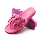 Glaze Women's Woven Slide Sandals Cushioned Slippers with Ruched Design