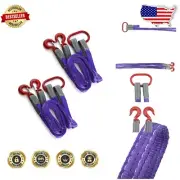 Flexible 5ft Polyester Lifting Straps with Hooks - 4409 lb Capacity (2 Pack)