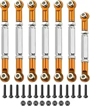 uxcell Adjustable Turnbuckles Camber Link Linkages Aluminum Alloy RC Car Steering Pull Rod Servo Linkages Tie Rod for 2WD 1/10 RC Car Crawler(Gold)