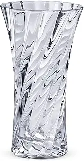 [Royal Imports] Flower Rose Vase Crystal-Look Glass, Clear Modern Decorative Centerpiece Large Opening, Wedding Table Bouquet, Living Room Gift - Swirl Design