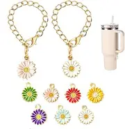 [BUKBUVLO] Letter Flower Bee Accessories Compatible with Stanley Cup 30 oz & 40 oz Handle, Personalized Name ID Plate Tag Charm for Tumblers Water Bottle Accessories
