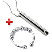 Silver Breathlace Necklace Quit Smoking PLUS Meditation Worry Rotating Ring