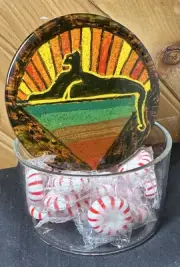Cats Under The Stars Glass Jar 10 Oz Grateful Dead Theme Hand Made Wooden Lid