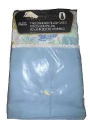 Vintage Springmaid Wondercale 2 Standard Pillowcase Blue With Retro Flowers