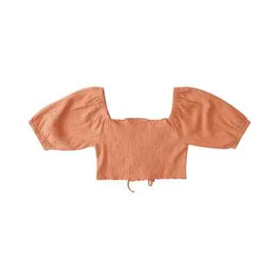 NEW Women's Roxy Flirty Walk Top SHIRT ORANGE XS S M PEASANT BLOUSE TOASTED NUT