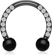 [Blue Palm Jewelry] 1-16 Gauge Clear CZ Stainless Steel Horseshoe Septum Nose Ear Lip Ring Helix Tragus Piercing Jewelry