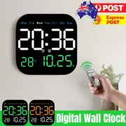 LED Large Digital Wall Clock Temperature Date Week Alarm Display Remote Control