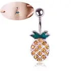 Pineapple Steel Navel Rings Crystal Belly Button Ring Bar Body Piercing NM