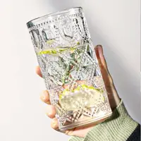 在飛比找momo購物網優惠-【好拾物】玻璃杯 復古水杯 飲料杯 無鉛玻璃 菱紋款(350