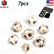 7pcs Polyhedral Dice Set for Dungeon and Dragons DND RPG MTG Games（Panda Style））