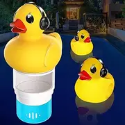 Chsuiwe Pool Chlorine Floater with Light,Duck Chlorines Floaters with Adjustable Flow,Solar Chlorine Floater w/Large Capacity,Floating chlorines Dispenser for Pool,Hot Tub chlorine Floaters,Light Bule