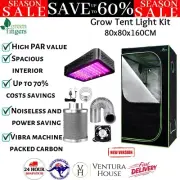Greenfingers Grow Tent 1000W LED Grow Light 80X80X160cm Specs 4" Ventilation Kit