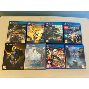 ps4 討鬼傳2、魔物獵人冰原鐵盒版、哈比人、快打旋風5大型電玩版、仁王2、小小夢魘2、鬼滅之刃火之神血風譚、雙人成行