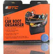 Car Boot Organiser Insulated Cooler Bag 2Pce Collapsible Vehicle Organizer Divider Storage Totes Outer Pockets 3 Large Sections Heavy Duty