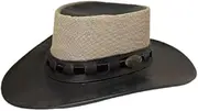 [Zmart Australia] Australian Bush Hat Buffalo Leather Aussie Outback Cowboy Akubra Style Indiana
