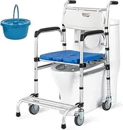 Shower Chair, Commode Chair with Wheels for Seniors Height Adjustable Commode Chair, Shower Commode Chair, Mobile Commode, Shower Chair On Wheels for The Disabled