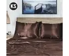 King Single Size Chocolate 1000TC Silk Silky Feel Satin Sheet Set