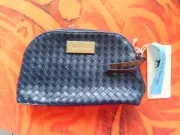 Journie cosmetic bag navy blue woven style zip top bag. New tags on