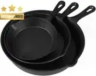 Non-Stick Cast Iron Frying Pan Set 3PCS - 17cm, 21cm, 27cm Skillet Induction BBQ