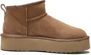 [YELLOW EARTH NATURAL PRODUCTS] Classic Ultra Mini Platform Ugg - 4cm High Platform Short Boot - 100% A-Grade Double Face Australian Sheepskin