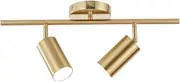 KCO Lighting Modern 2-Light Gold Track Lighting Fixture Flush Mount Brushed Brass Track Lights Kit Mid Century Industrial Adjustable Ceiling Spot Lights Indoor for Kitchen Island (2-Light)