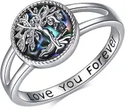 Tree of Life Rings 925 Sterling Silver Abalone Shell Tree of Life Rings Cute Tre