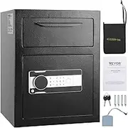 VEVOR 1.7 Cub Depository Safe, Deposit Safe with Drop Slot, Electronic Code Lock and 2 Emergency Keys, 17.71'' x 13.77'' x 13.77'' Business Drop Slot Safe for Cash, Mail in Home, Hotel, Office