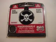 NEW - FIDO ENGRAVABLE PET I.D. TAG - SKULL AND CROSS BONES