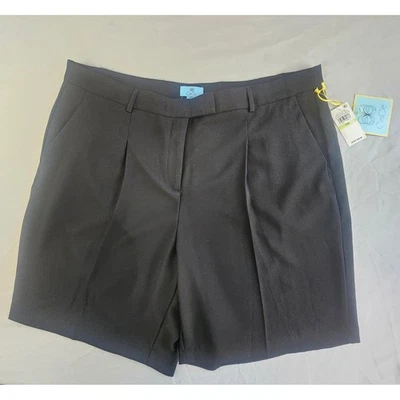 CeCe Opalescent Skies Black Pleated Shorts Plus Size Women's 18W NWT L312
