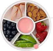 GoBe Kids Snack Spinner Bundle with Hand Strap and Sticker Sheet - Reusable Snack Container with 5 Compartment Dispenser and Lid | BPA and PVC Free | Dishwasher Safe | No Spill, Leakproof