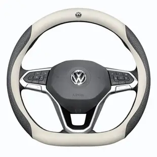 汽車VW福斯方向盤套 TIGUAN GOLF POLO PASSAT T5 T6 碳纖紋方向盤套 汽車真皮方向盤套把