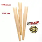 AUTHENTIC RAW Classic Cone 1 1/4 Size 100 Pre Rolled Cones Rolling Paper