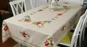Linen tablecloth with embroidery as a gift abroad Dimensions 100 by 150 cm