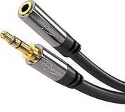 KabelDirekt – 5m – Headphone Extension Lead Cable, 3.5mm connectors (aux Audio Cable, Male Jack Plug/Female Jack, Practically Break-Proof Metal casing, Perfect for Headphones, Black)